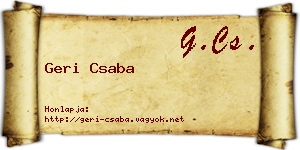 Geri Csaba névjegykártya